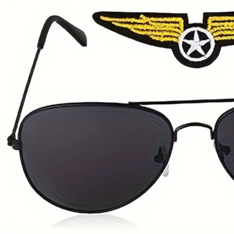 Party Dress up Pilot clothing Accessories Airline Pilot Captain\'s hat epaulette Sunglasses badge bow Tie accessories