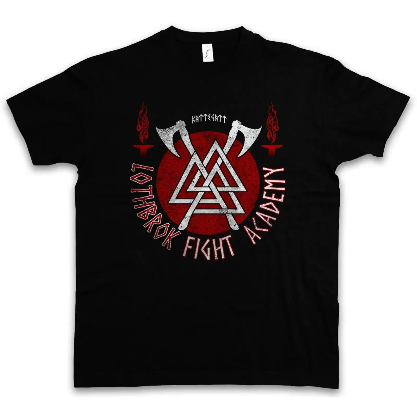 LOTHBROK FIGHT ACADEMY T SHIRT Vikings Viking Ragnar Rollo Lodbrok Norsemen vintage Washed homme Top For Everyday Wear