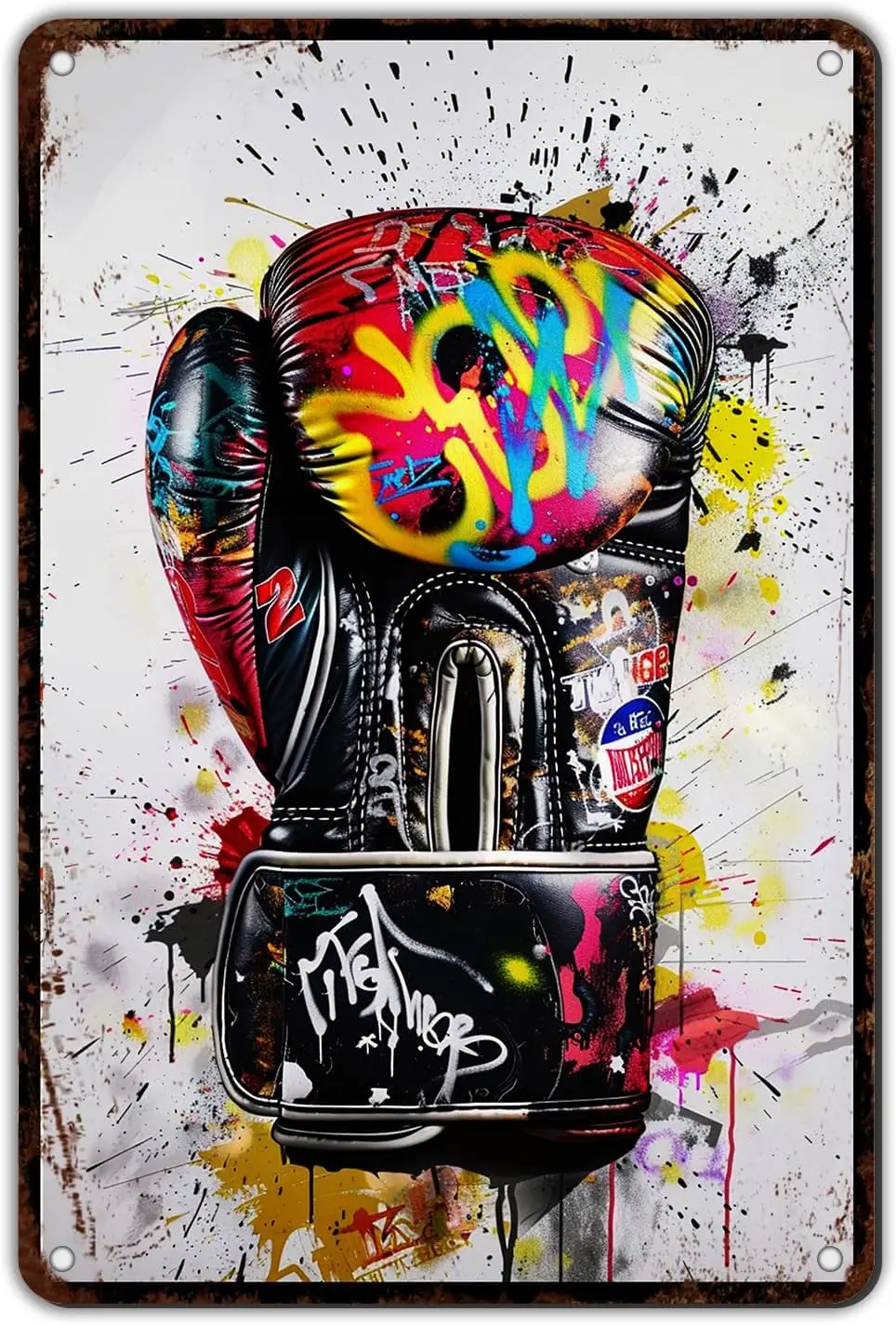 GJXFTPTTBD Metal Boxing Gloves Graffiti Tin Sign Sports Wall Decor Fashion Posters Inspirational Colorful Modern Art for Home Li