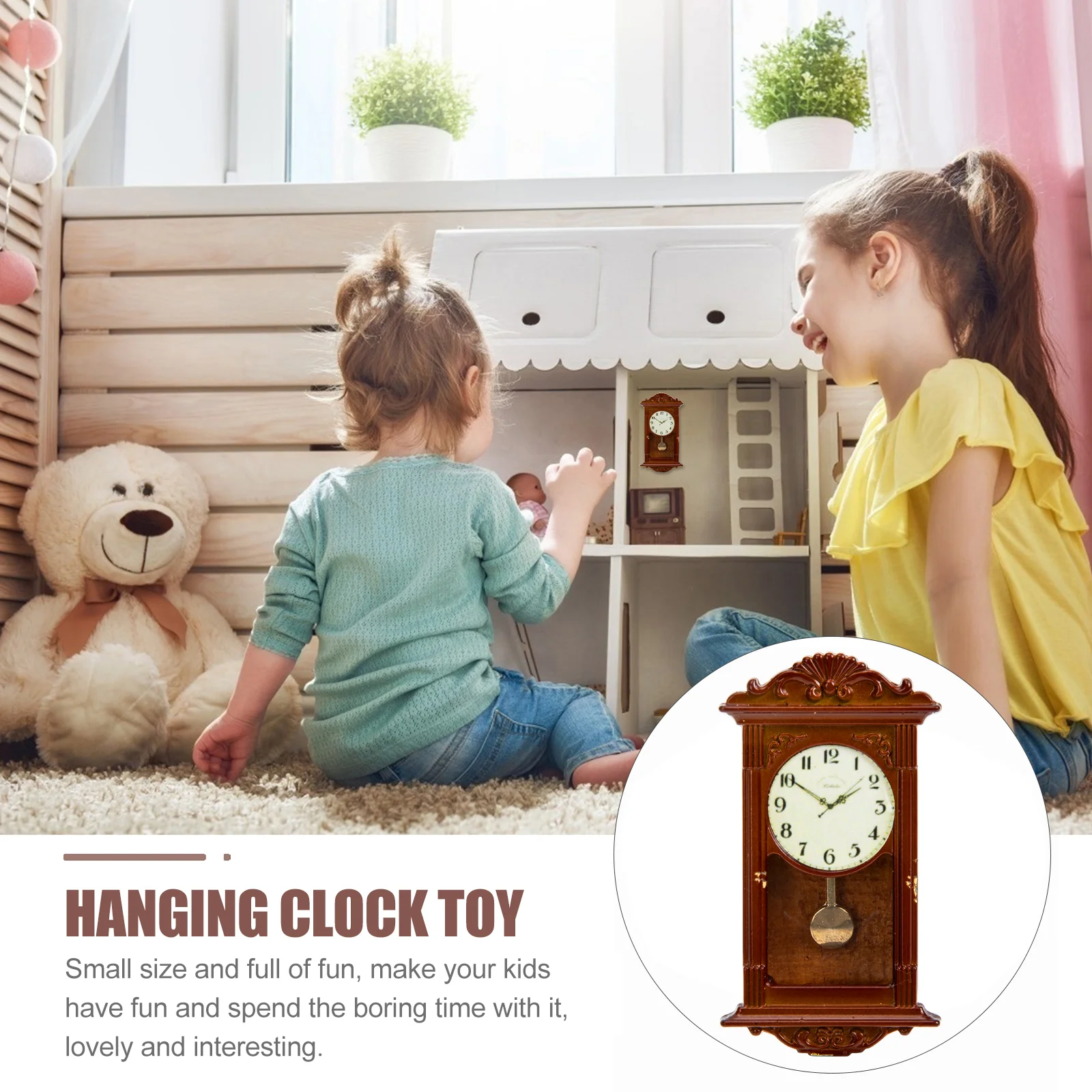 Decorazioni per la casa leggera per la casa delle bambole Orologio romano Appeso mobili giocattolo Mini giocattoli per bambini