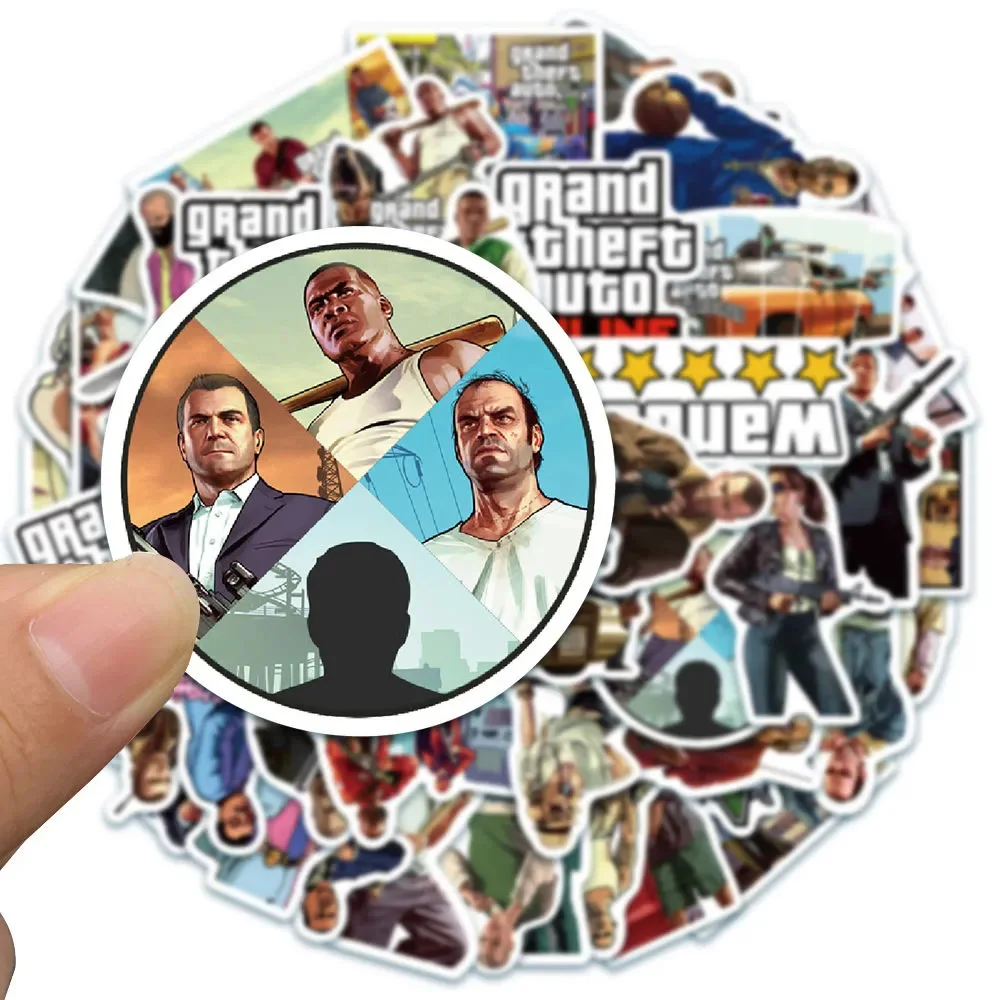 10/30/50pcs Cool Game GTA Grand Theft Auto Stickers Graffiti Decals Notebook Phone Suitcase Waterproof Cartoon Sticker Kid Toy