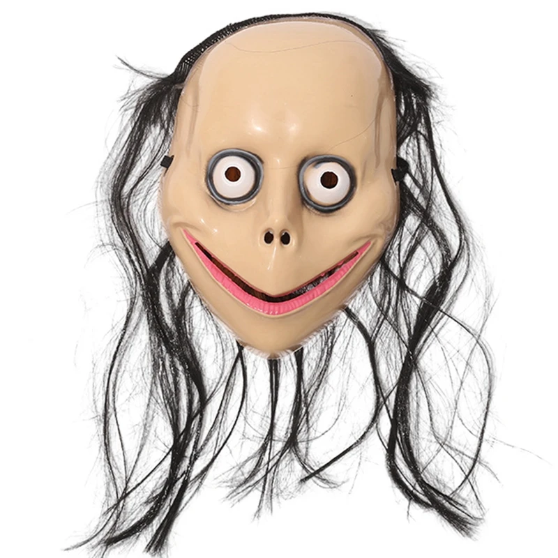 Halloween Horror Long Hair Mask Funny Mask V-shaped Mouth Mask With Hair Female Ghost Mask Roleplay MoMo Mask Halloween Party