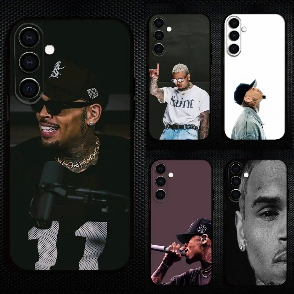 

Rapper C-Chris B-Brown Phone Case For Samsung Galaxy A73,A72,A71,A70,A53,A52,A51,Others Soft Black Cover