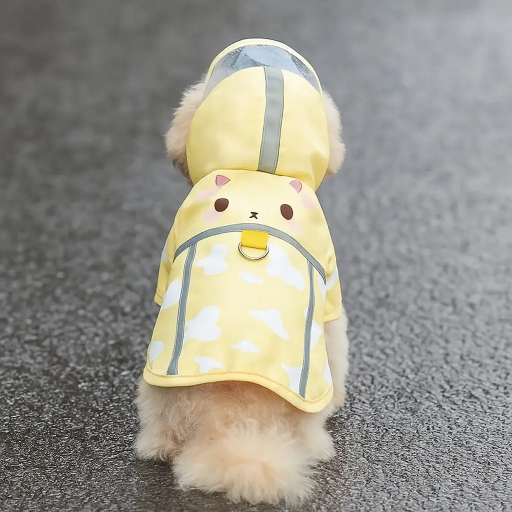 

Pet Wear Cartoon Dog Rainwear Waterproof with Reflective Strip Puppy Clothes Polyester Dog Hooded Raincoat for Dogs Puppy Cats
