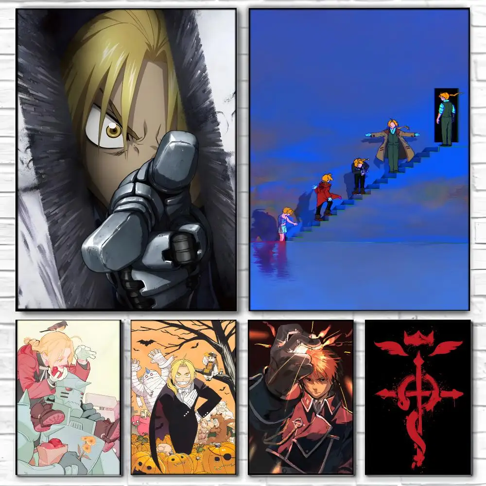 Steampunk Anime F-Fullmetal Alchemist Poster  Self-adhesive Art Waterproof Paper Sticker Coffee House Bar Room Wall Decor