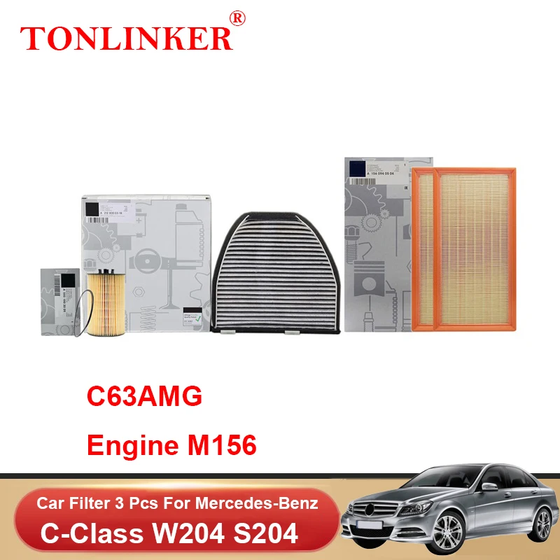 TONLINKER Cabin Air Filter Oil Filter For Mercedes Benz W204 C204 S204 2011-2015 C180 C200 C250 CGI C220 CDI C300 C350 C63AMG