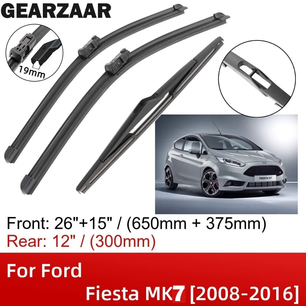 3Pcs Front Rear Windscreen Wiper Blades Set For Ford Fiesta MK7 Hatch 2008-2016