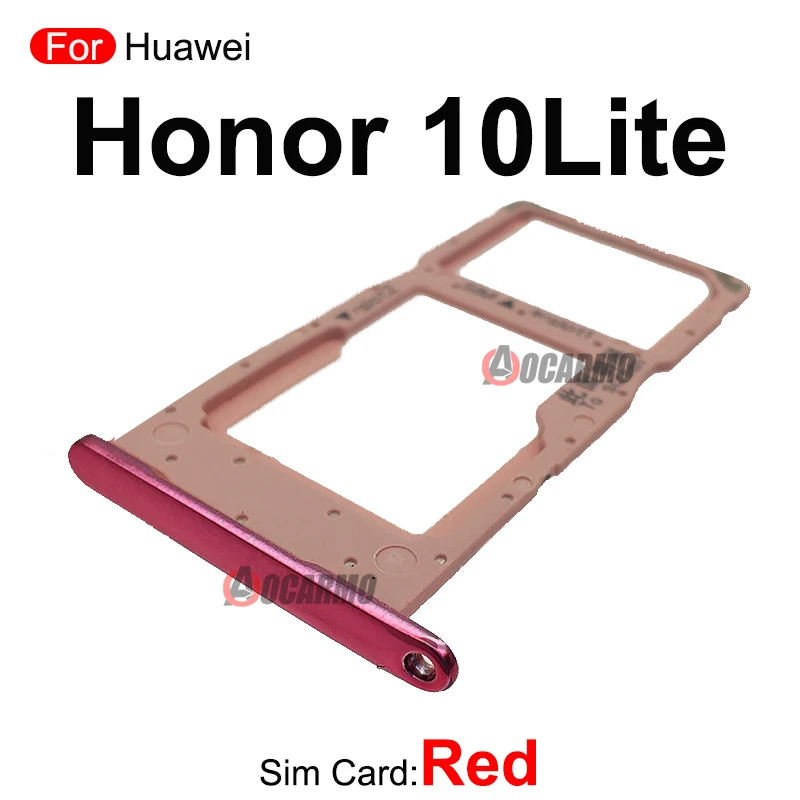 Soporte de bandeja de ranura para tarjeta SIM para Huawei Honor 10 Lite 10 Lite, piezas de repuesto, azul, rojo, gris, morado y negro, 1 unidad