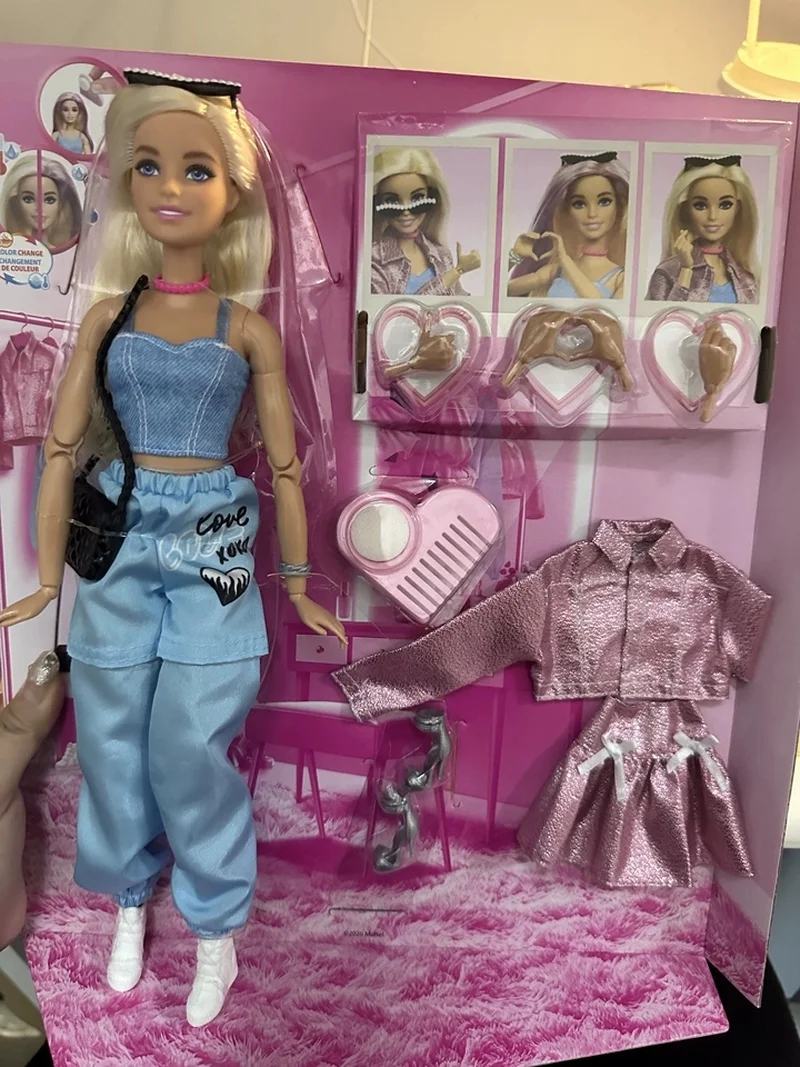 Nuevo en Stock, Barbie Original de la Serie Deluxe Style, Conjunto de Ropa Moderna Jnc61, Muñeca Barbie con Cabello Mágico que Cambia de Color, Coleccionables
