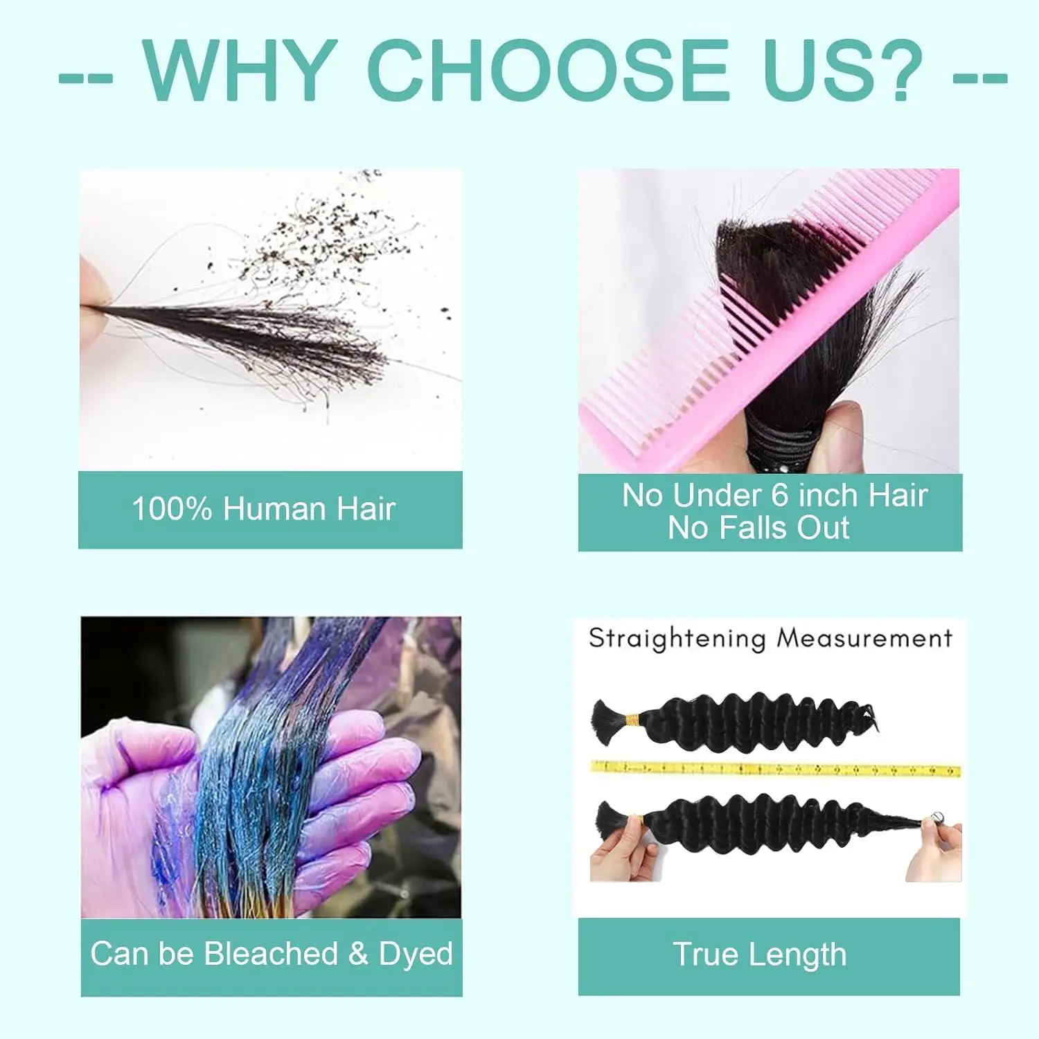 Cabello trenzado humano, cabello humano rizado de onda profunda, 100g, sin trama, extensiones de cabello humano, Micro cabello trenzado humano para trenzas bohemias