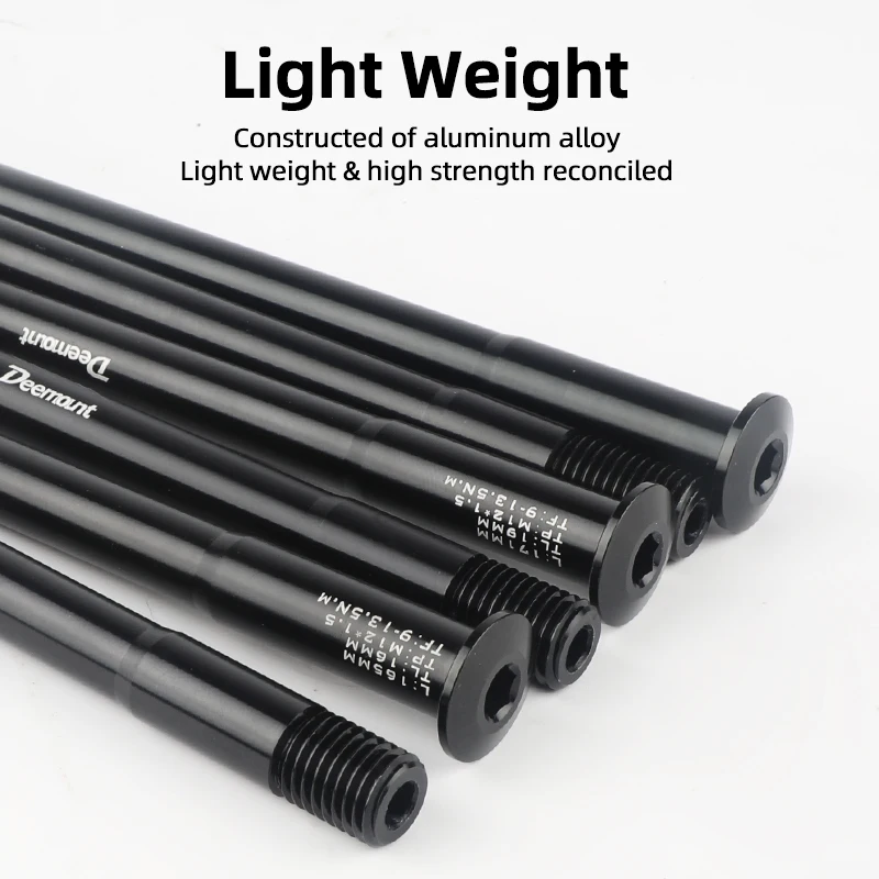 Deemount M12*P1.5 Thru Axles L120-181mm for Road Bicycle Front Fork Dropout Spacing 100mm MTB Rear Hub 142/148mm Aluminum Shaft
