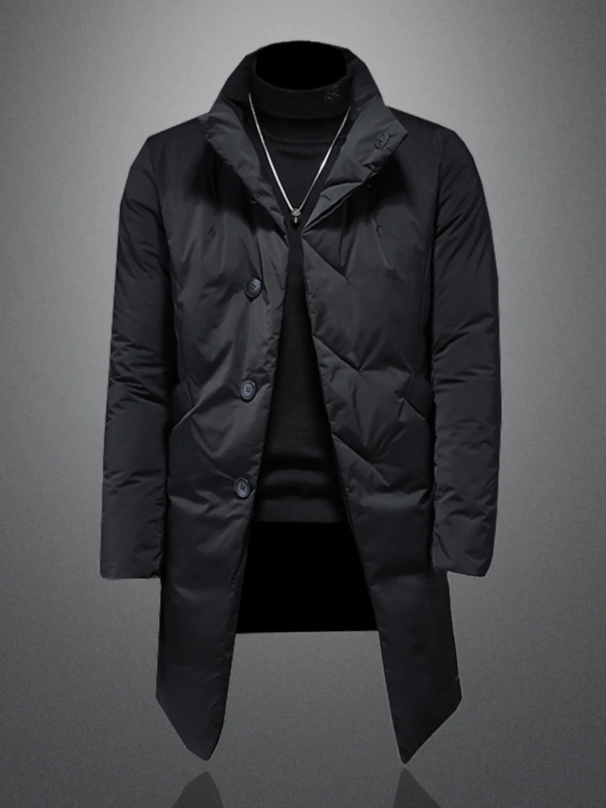 

Мужское повседневное длинное зимнее пальто в городском стиле, модное, теплое, на пуговицах, однотонное, больших размеров, молодежная верхняя одежда