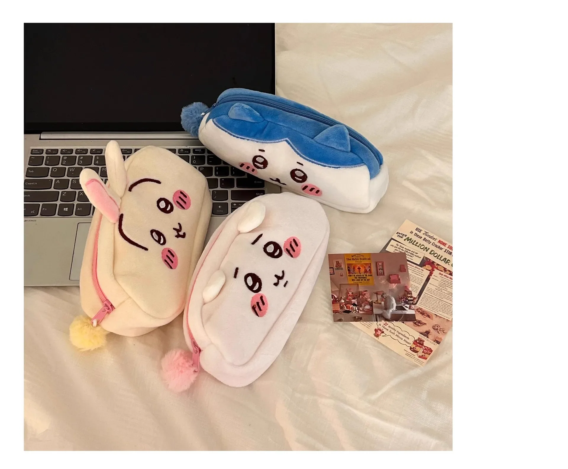 Kawaii Jiyi Plüsch-Federmäppchen Hachiware Usagi Federmäppchen Japanisches Niedliches Plüsch-Schreibwaren-Etui Große Kapazität Schüler-Schreibwarenbox – Detail 6