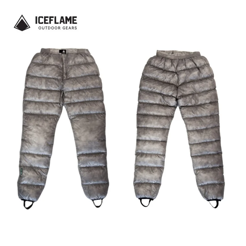 

Ice Flame Down Pants Outdoor Camping Grey Duck Down Pants 800FP Ultralight Portable Hiking Thermal Inner UNISEX