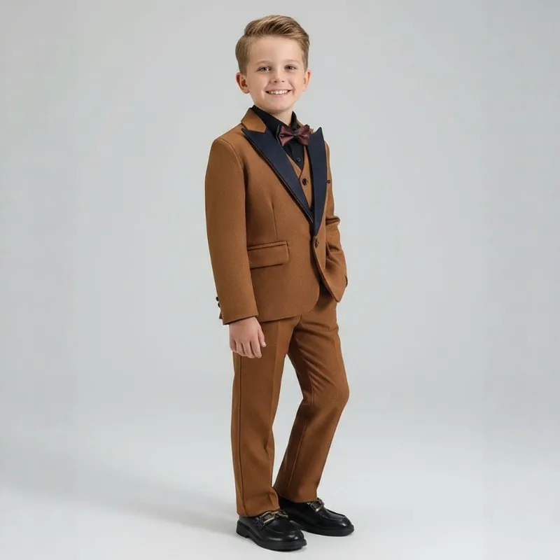 OLEKID Autumn Kids Boys 3PCS Suits Children Boys Tie+blazer+pants Suits Outfits Set Host Piano Performance Outfits 1yrs To 10yrs