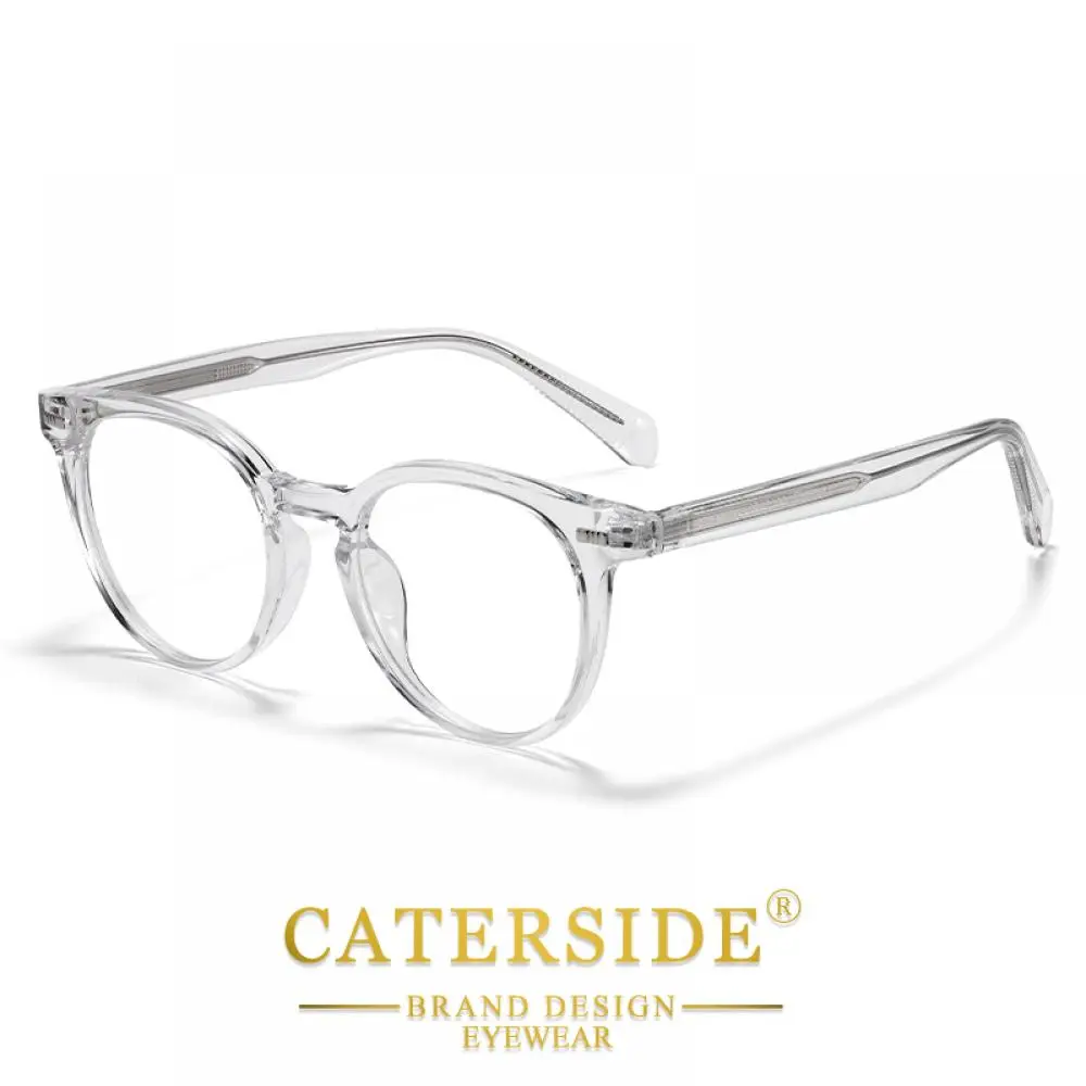CATERSIDE Modische Herren-Brillen mit Flachglas, Hochwertige Tr-90 Runde Brillengestelle, Damen-Freizeitbrillen mit Blaulichtfilter – Detail 10