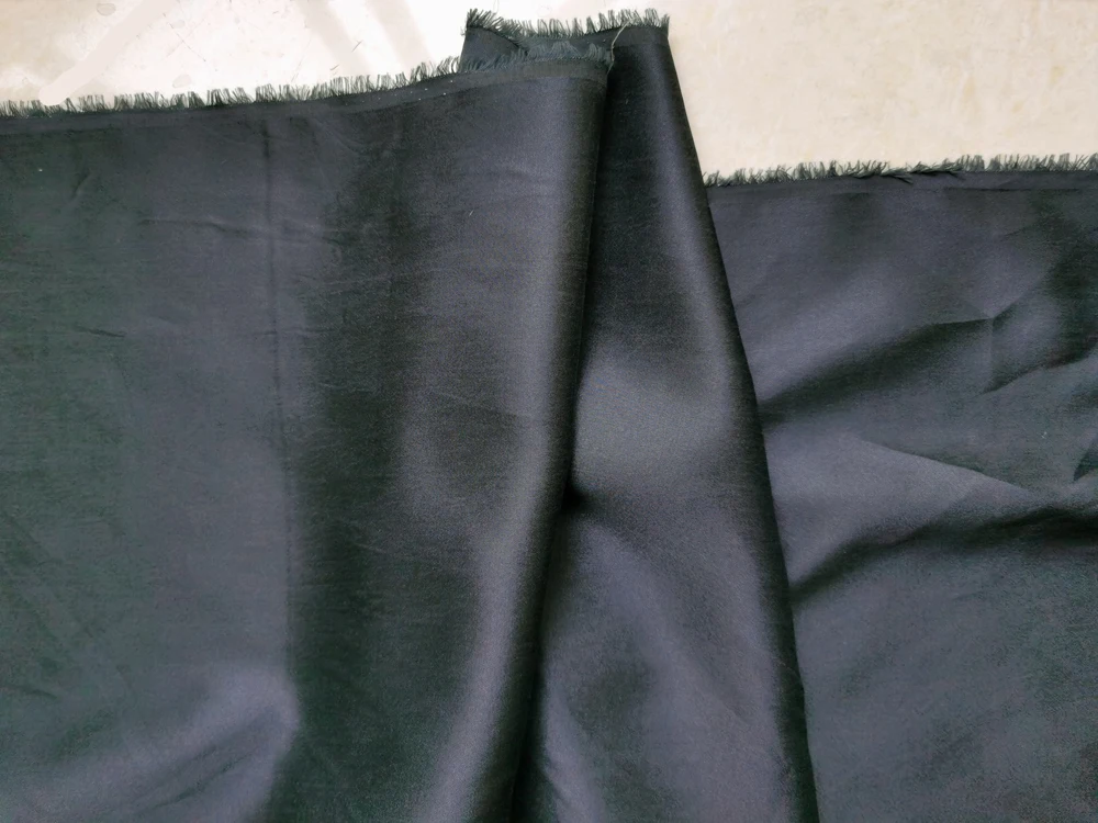 1 meter X 1.36 meter Soft Natural Silk Cotton Charmeuse Fabric Dress,Gown,Sleepwear,Classic Black