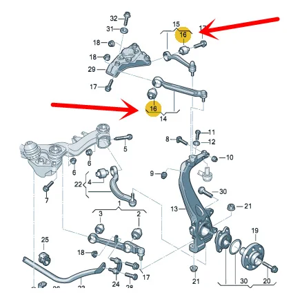 Front Upper Control Arm Bush Suspension Guide Rubber Bushes For Audi A4 B5 B6 B7 A6 C5 C6 A8 D3 VW Phaeton Seat Exeo  8D0407515C