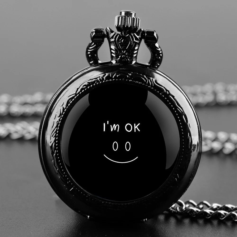 

I’m OK-Special Gift Glass Dome Arabic Numerals Quartz Pocket Watch Necklace Pendant Clock Chain Men Women Gifts