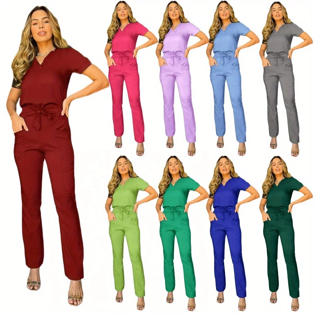 

Nurse Scrubs: Bow - tie Pure Color Scrubs for Beauty Salons, SPA Clubs
