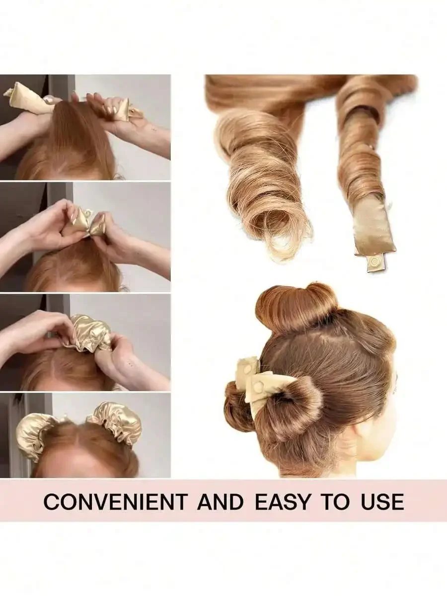 No-Heat Silk Hair Curlers Set, Soft Elastic Hair Rollers for Long Hair, Manual Styling Tools, Sleep Curling Accessories view 4