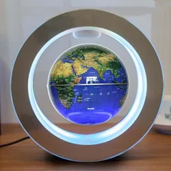 Round LED Map Floating Globe Magnetic Levitation Light Bedside Lamp Novelty Ball Light Home Decoration Learning Model Tool