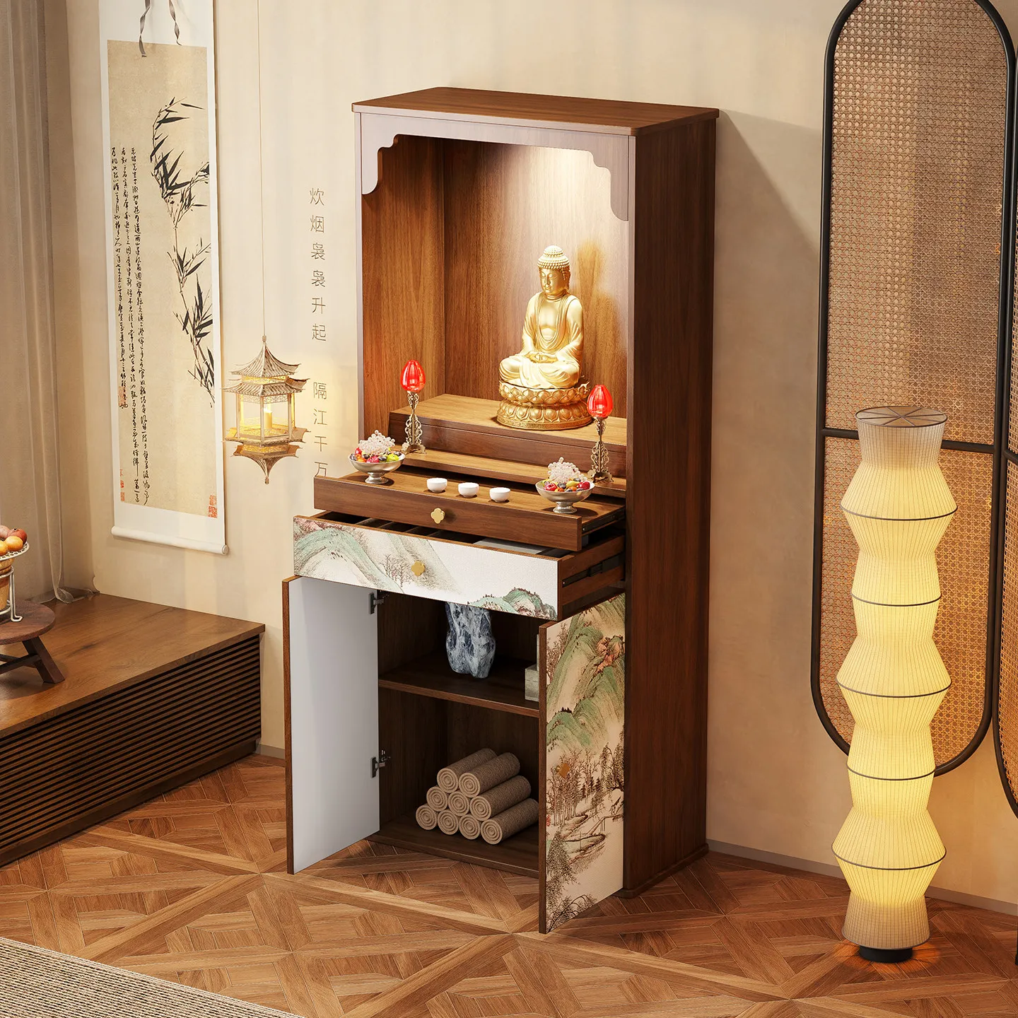 DSA Solid Wood Buddha Shrine Buddha Cabinet Buddha Table God of Wealth Offering Table Home Living Room Shrine Cabinet