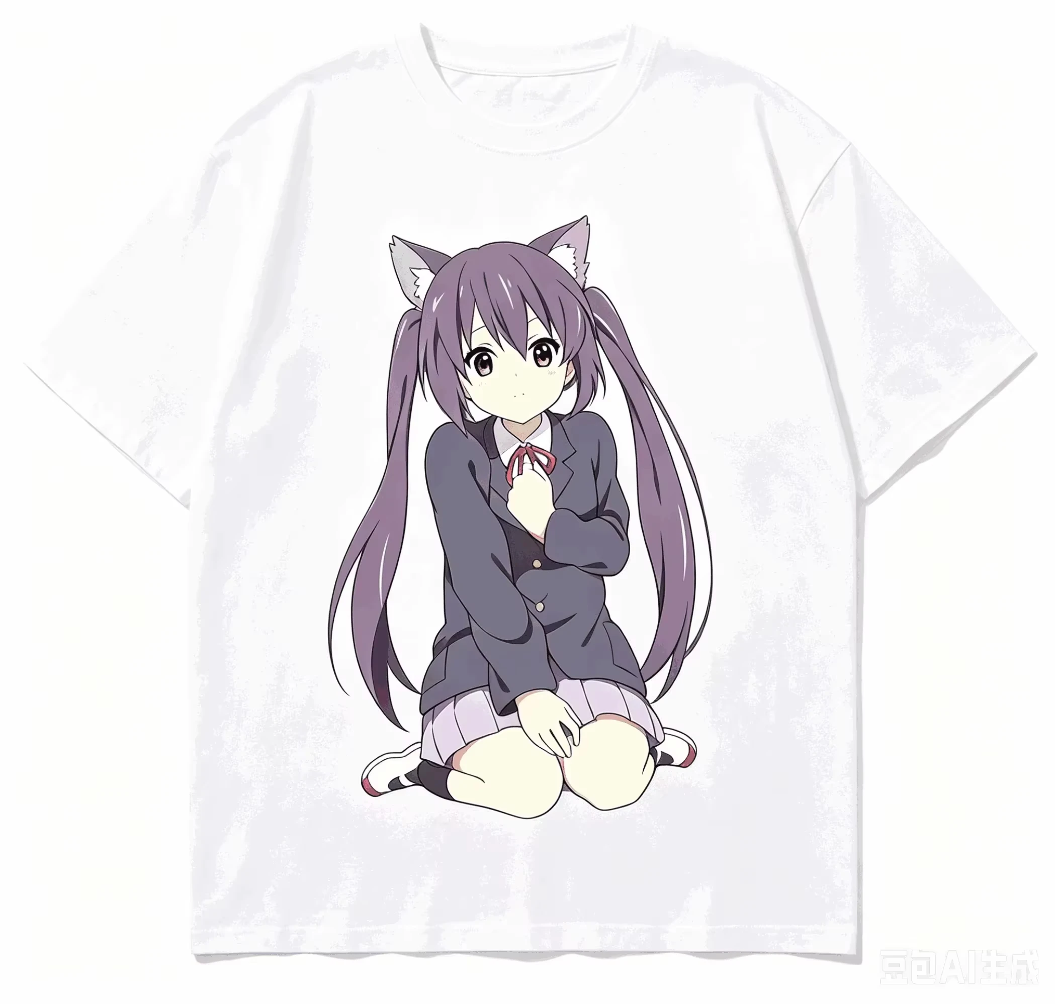 2026 White Loose Short Sleeve Top Mio Akiyama Anime Print From K-ON!, Harajuku Street Casual Must-Have Fan Women And Men T-shirt