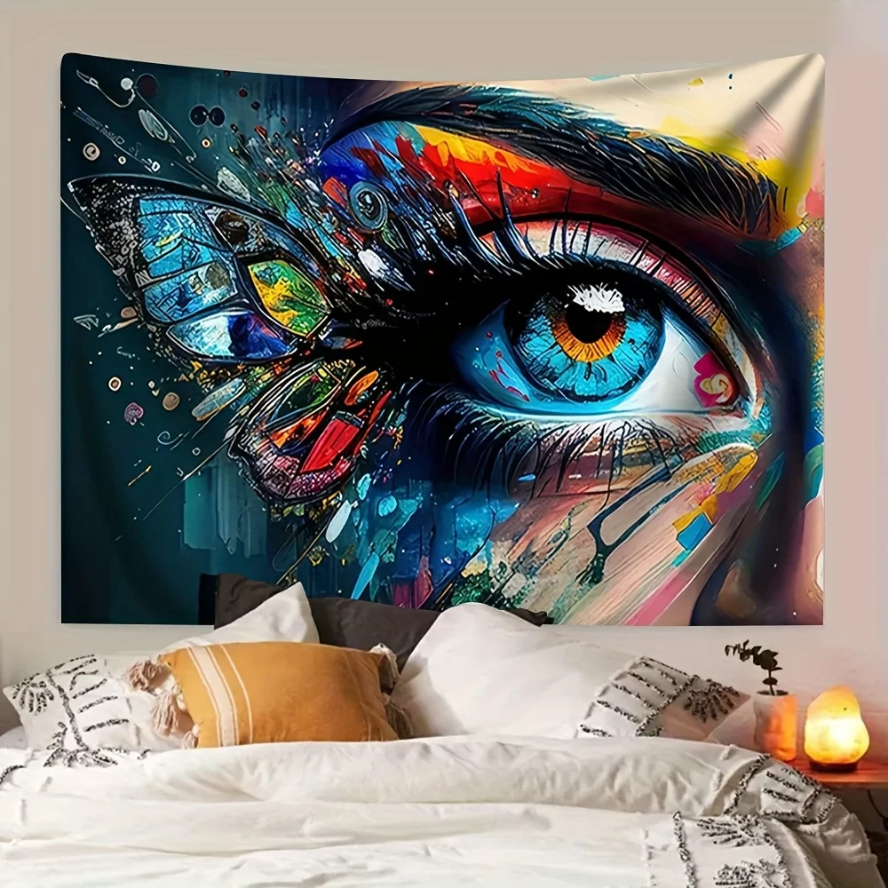 Vivid Butterfly Eye Abstract Tapestry Wall Art Modern Decor Hanging Cloth for Bedroom Living Room Accent Piece 180x280cm