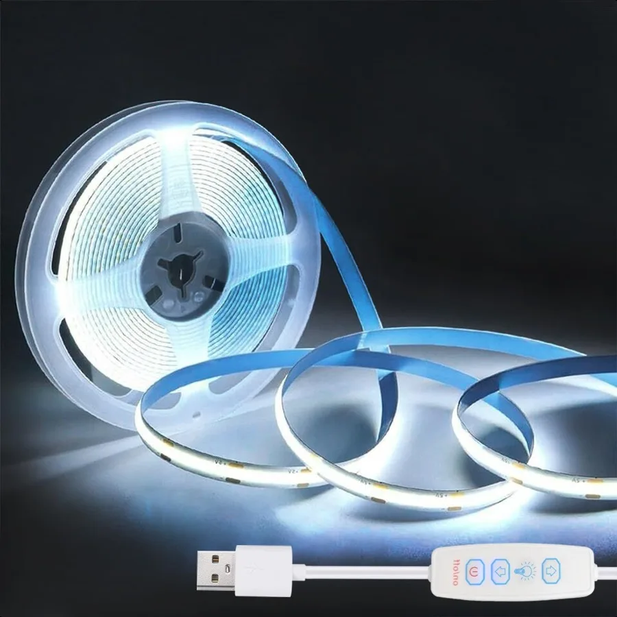 

COB LED Strip Lights White 3.28ft 5V Dimmable LED Light Strip Flexible USB Light Strip for Cabinet TV Backlighting Bedroom Kitc