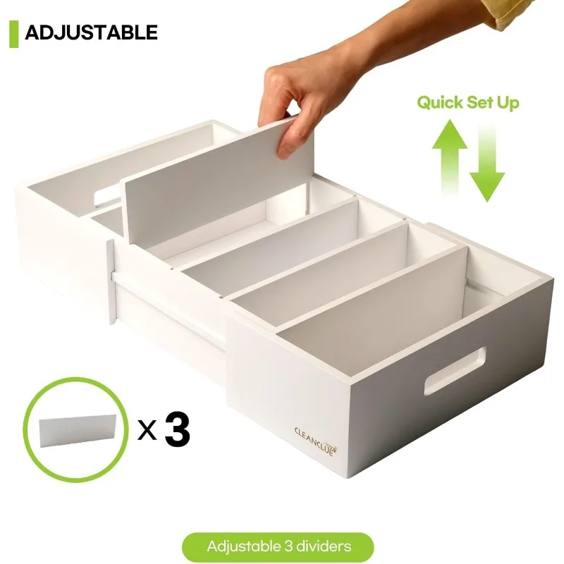 ออแกไนเซอร์ตู้ครัวแบบขยายได้สําหรับฝาปิดภาชนะเก็บอาหาร, ไม้ไผ่ลิ้นชักแคดดี้แบ่งปรับได้