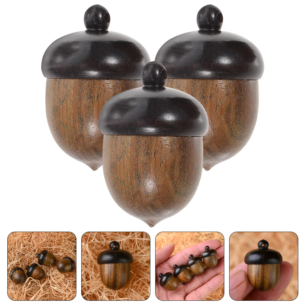 

3 Pcs Color-blocked Wood Nut Pendant Acorn Ornaments Charms Jewelry Making Multifunction Decoration Acorns for Crafts DIY