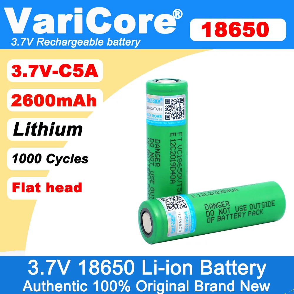 

NEW VariCore VTC5A 2600mAh 18650 Lithium Battery 20A 30A Discharge 18650VTC5 for flashlight batteries
