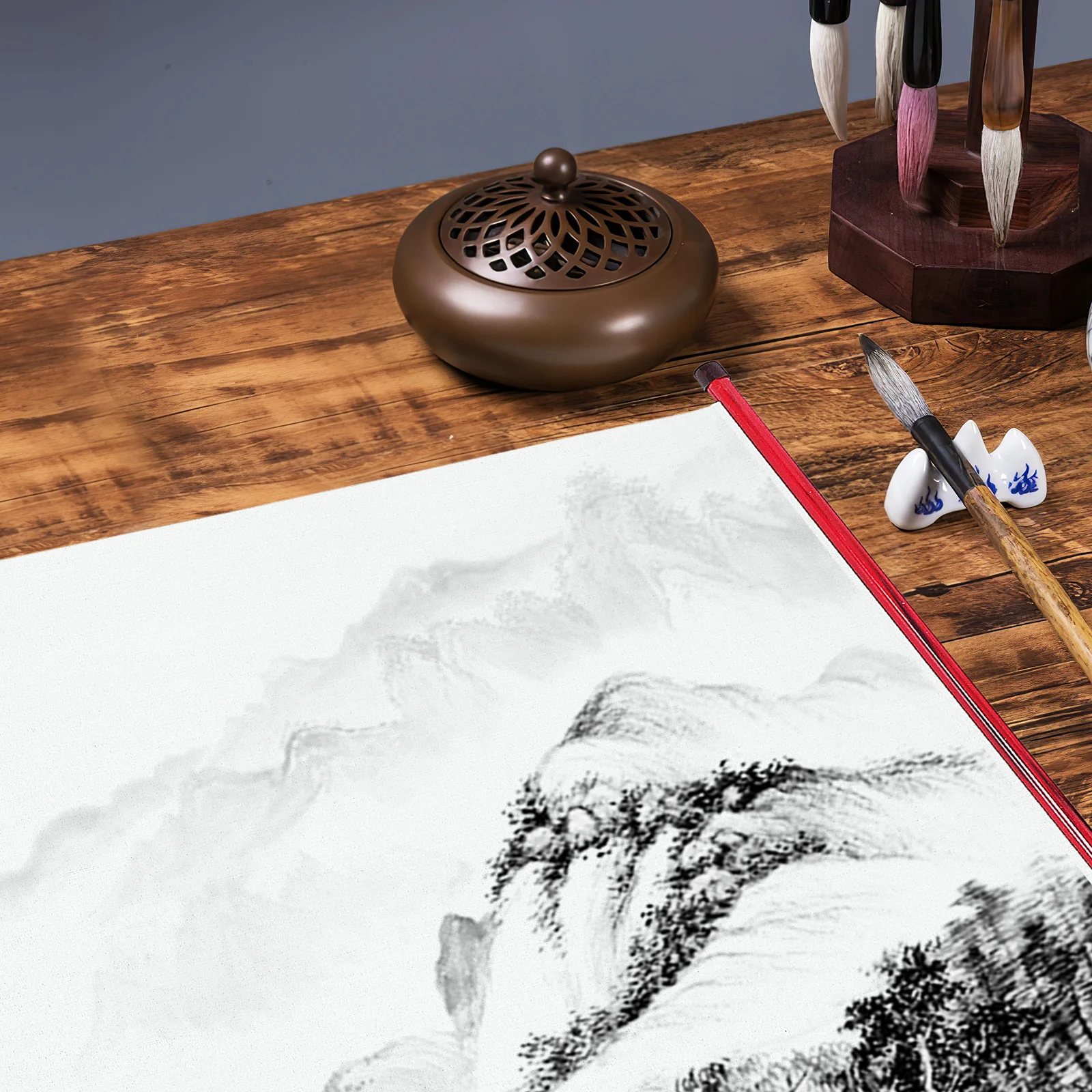 

Water Writing Canvas Blank Scroll Paper Reusable Calligraphy Practice Long Scroll Art Hanging Wall Travel Portable