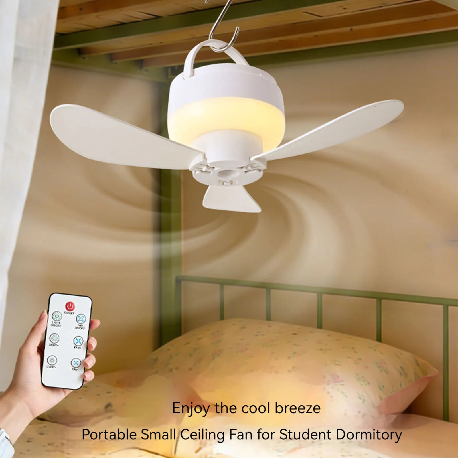 5.51 Inch USB Camping Fan 1800mAh Battery Dimmable Canopy Fans with LED Lights for Tents Canopies Beach RV Car Camper