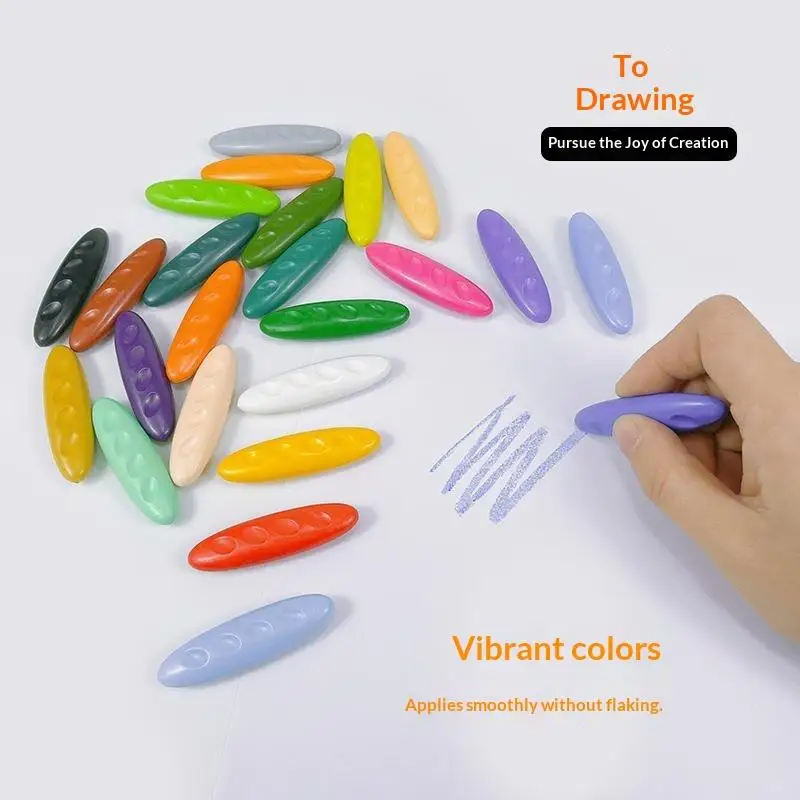 Non Dirty Hand Washable Peanut Shape Crayons Safe Non-Toxic: 12/24 Colors/Set Pen Toddler Early Education Tools