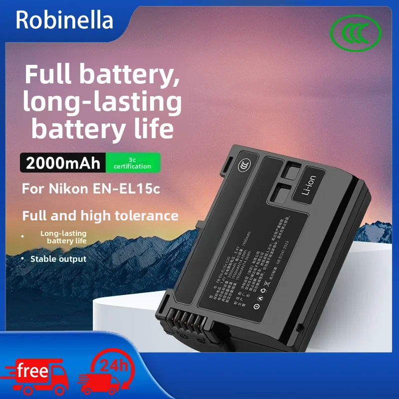 Bateria Li-ion EN-EL15C para Câmeras Nikon ZF Z5 Z6 Z7 II D600 D610 D800 D810 D7000 D7100 D7200 D7500 com Carregamento Rápido