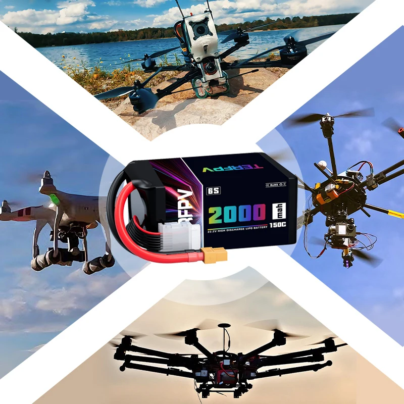 TERFPV 6S 22.2 فولت 2000 مللي أمبير 150C/300C FPV يبو بطارية مع XT60 التوصيل ل FPV الطائرة بدون طيار كوادكوبتر هليكوبتر طائرة بطارية ليبو #2