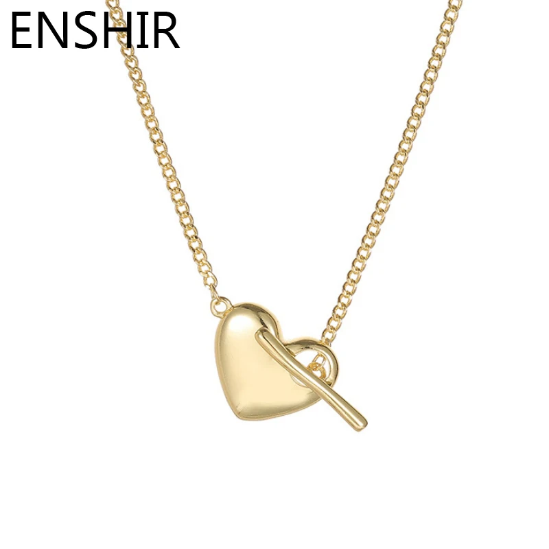 ENSHIR Smooth Love Heart Pendant Necklace for Women Niche Design Clavicle Chain Entry Luxry Jewelry Female