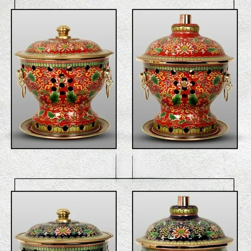 Eco-Friendly Cloisonne Copper Hot Pot Single Meal Design Oil & Alcohol Compatible Premium Red Hotpot with Elegant Design