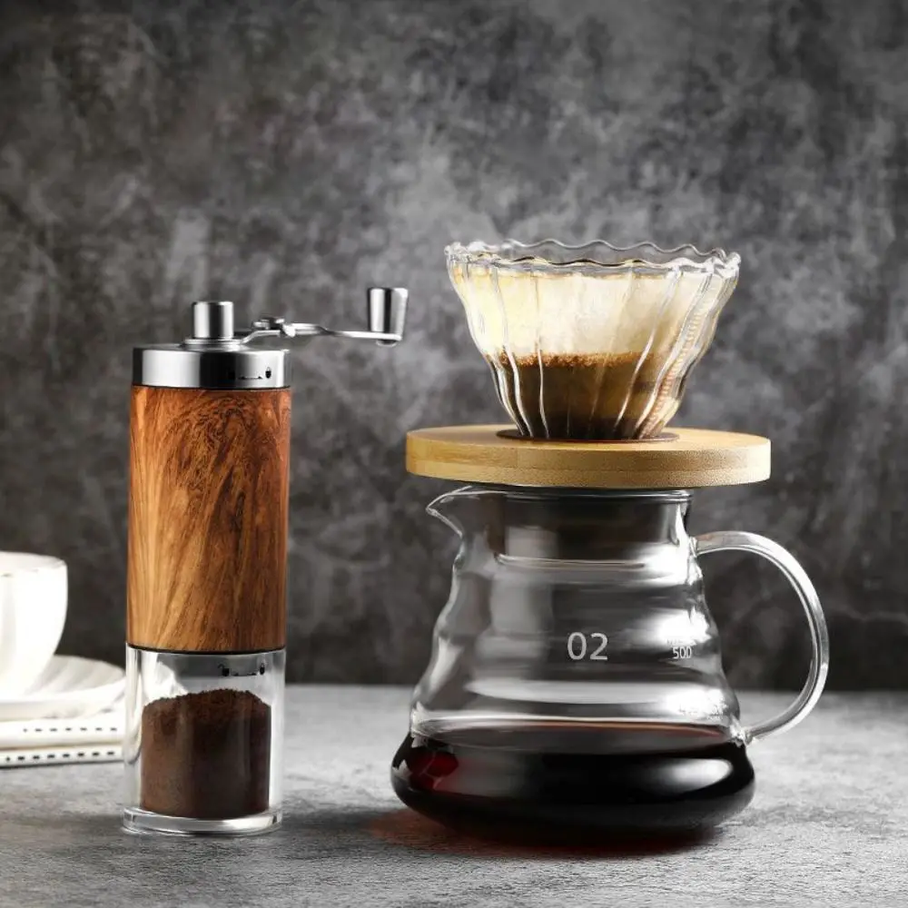 

Handheld Crank Hand Coffee Grinder Detachable Handle Ceramic Grinding Core Coffee Bean Mill Wood Grain