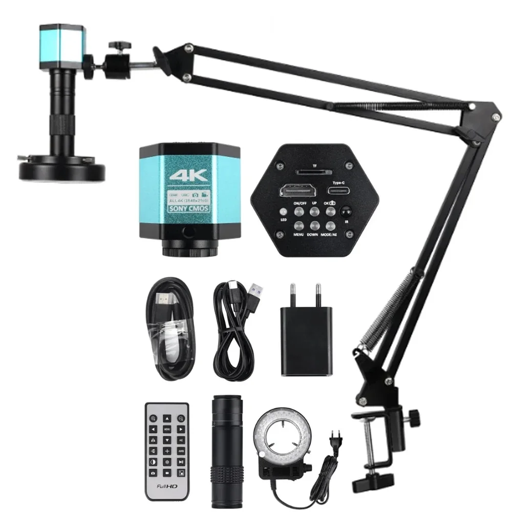 Brand New 4K FULL HD Industrial Microscope 150X Lens C-Mount Digital Camera for PCB Soldering Phone Repair