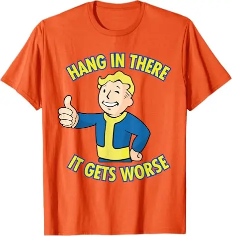 Hang in There It Gets Worse Boy Kids Funny Cute Meme T-Shirt Fashion Sarcastic Joke Saying Tee Novelty Gift Y2k Streetwear Tops
