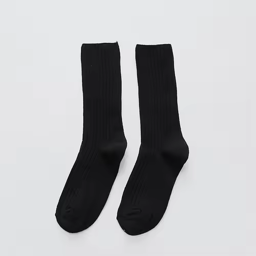1 Pair Retro Women Cotton Loose Socks Autumn Winter Knitting Solid Color Long Black Korean Japanese Student Girls Stockings - Image 13