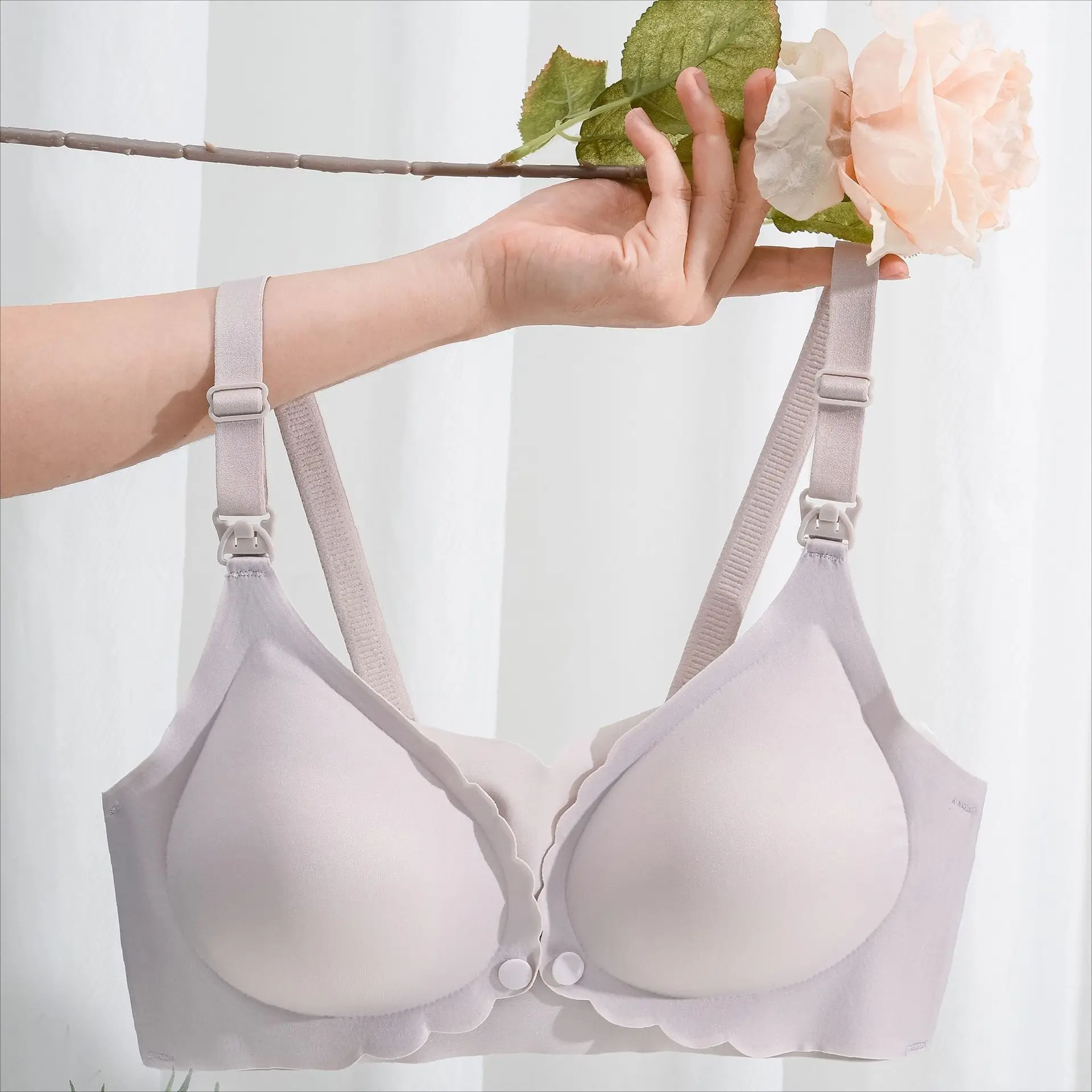 summer smooth breast-feeding underwear gathered without rims bra front buckle seamless ice silk entity wholesale