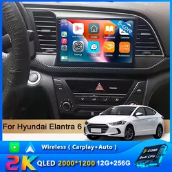 2 Din Android 15 Car Radio For Hyundai Elantra 6 2016 2017 2018 Multimedia Player Navigation Carplay Audio Auto Speakers no DVD