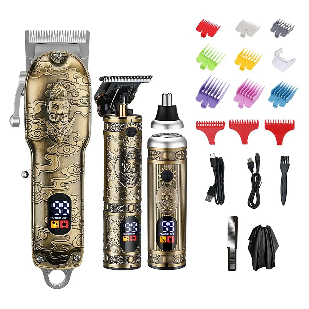 profissional-sem-fio-cabelo-clippers-barbeiro-aparador-conjunto-barba-aparador-usb-recarregavel-cabelo-corte-grooming-kit