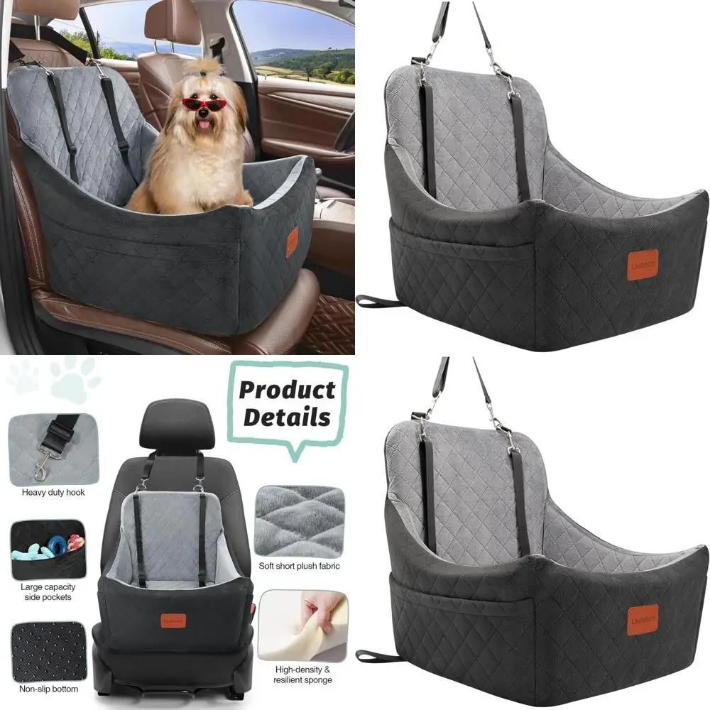 

Портативное моющееся автокресло для собак средних пород весом до 18 кг, с чехлом из пены с эффектом памяти, регулируемыми ремнями, противоскользящим основанием и 2 боковыми стенками.