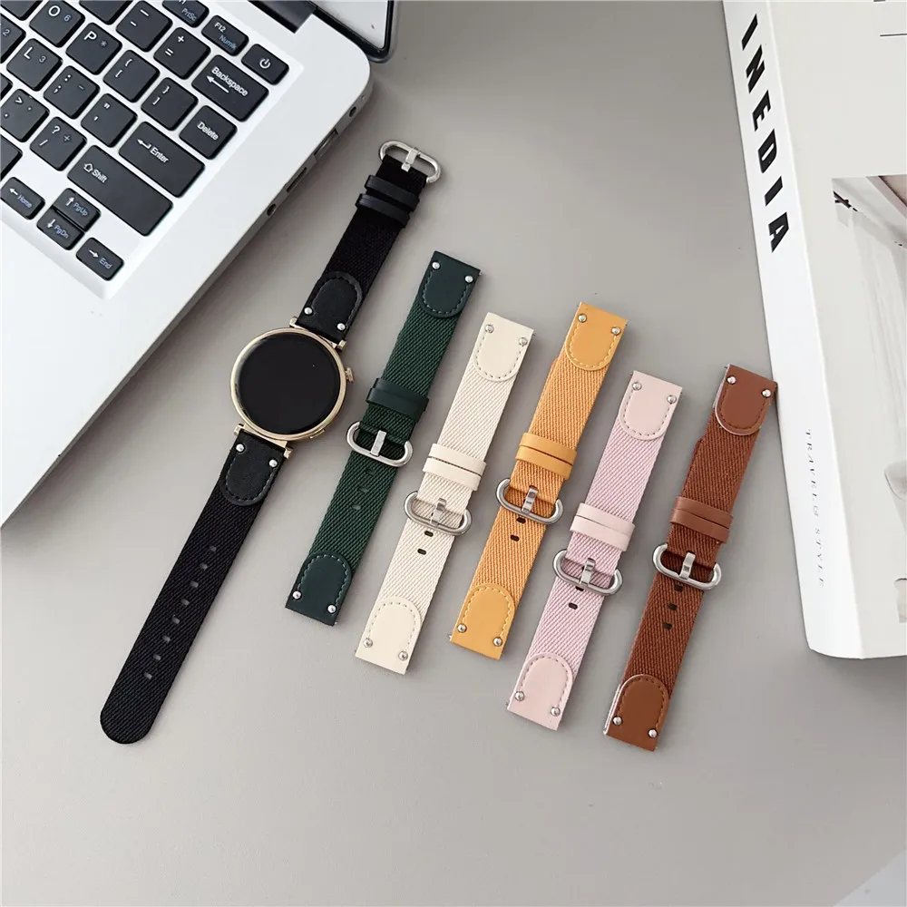 14mm 18mm Watch Band for Samsung watch Fit3 Huawei GT4 41mm for Apple iwatch s9 S8 S7 SE Replacement Sport Canvas Watch Strap