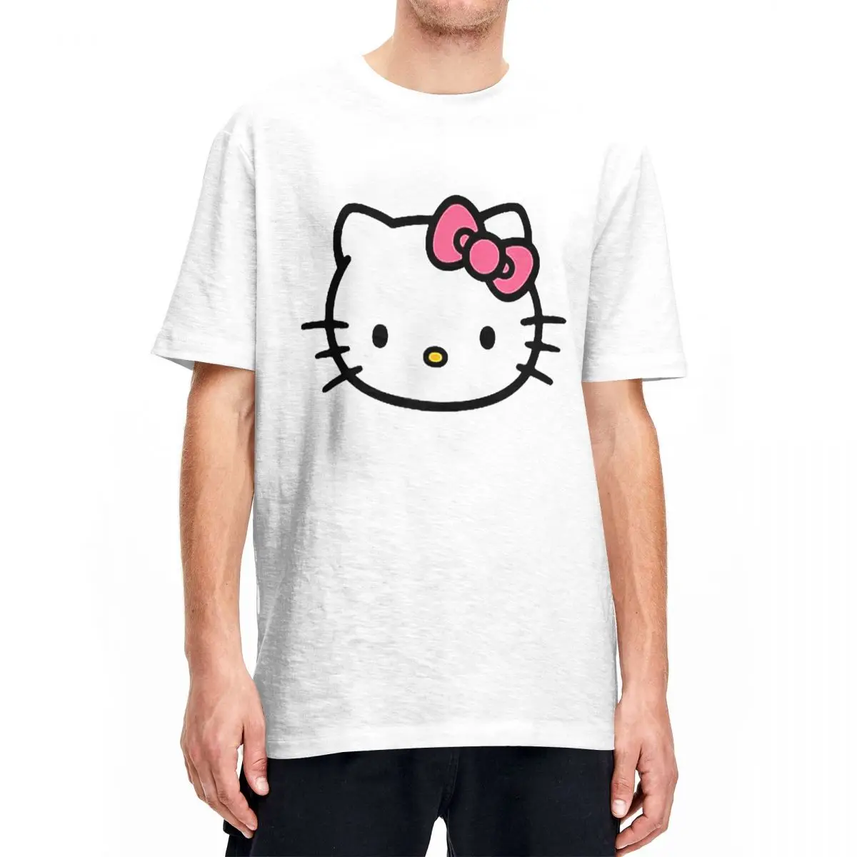 Hello Kitty Front And Back Logo Men Women T Shirts Casual Tees Short Sleeve Crewneck T-Shirt Cotton Classic Tops